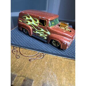 Vintage Hot Wheels Custom Metallic Orange Ford Panel Van Green Flames      58-97